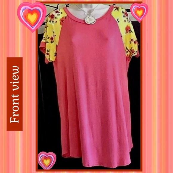 COOL MELON NWOT XL CORAL/YELLOW FLORAL TSHIRT CASUAL COTTAGECORE LIGHTWEIGHT - Picture 3 of 11